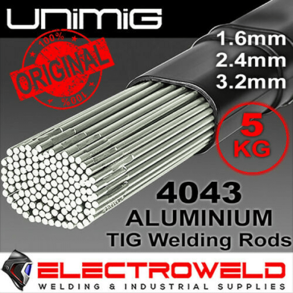 Unimig 4043 Filler Rods Aluminium Tig Welding Sticks 1.6mm, 2.4mm, 3