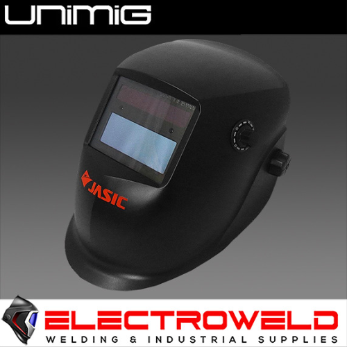 Image presents UNIMIG JASIC AUTOMATIC WELDING HELMET AUTO DARKENING SHADE CONTROL BLACK UMBJWH