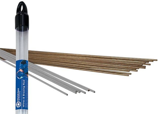 Image presents 10 X Weldclass Manganese Bronze Brazing Rods, Flux Coated - 2.4mm - 1