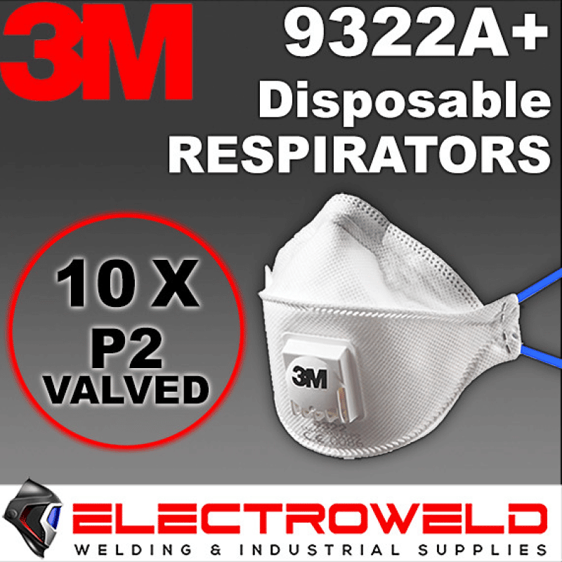 Image presents 10x 3M Valved Respirators P2 Flat Fold Reusable Paint Dust Flu Aura 9322A+