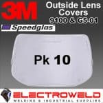 Image presents 10x Outside Cover Lens, 9100xxi 3M Speedglas Welding Helmet, Outer Protection Plates