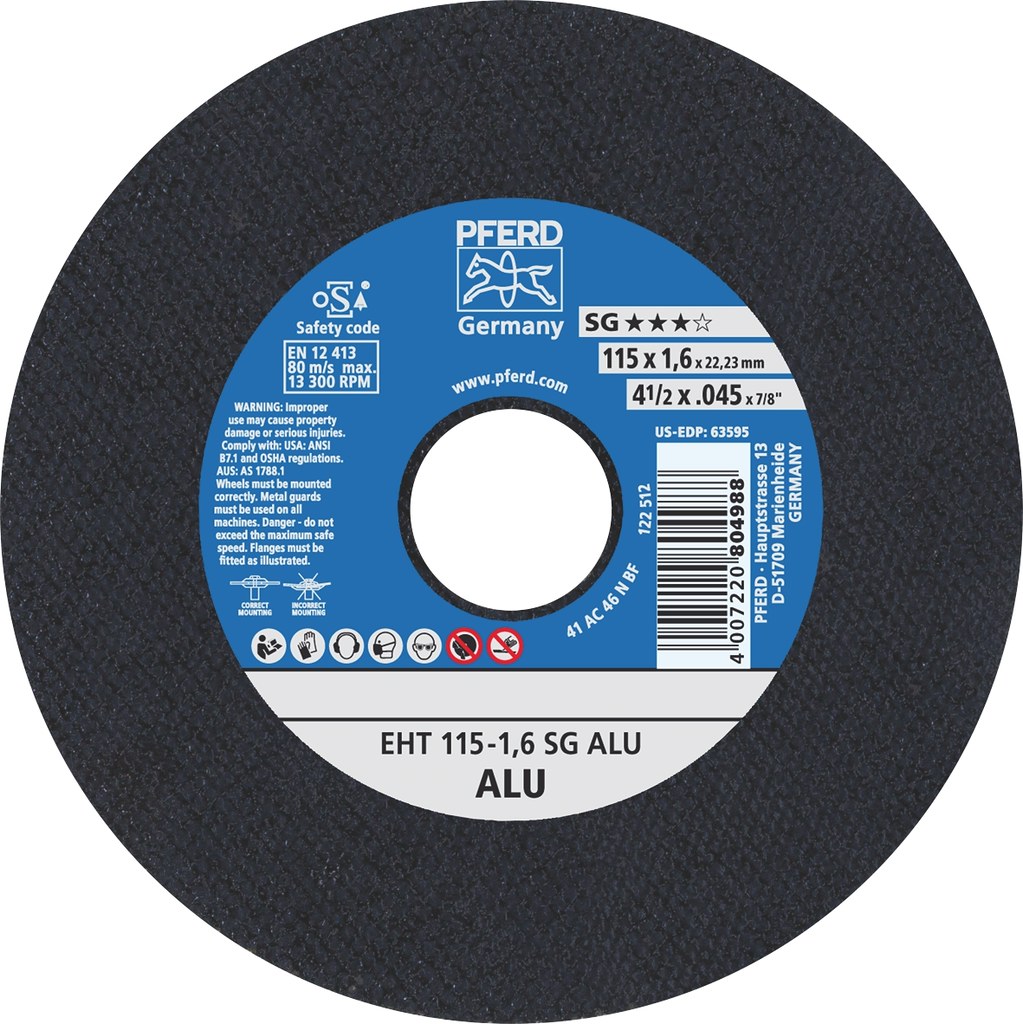 image presents Pferd 115mm 4.5" Aluminium Cutting Discs For Angle Grinder (5)