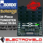 Image presents Bordo Savage *39 Piece Tap And Die Set* Metric Tungsten Steel + Npt 1/8″ - 50-s4