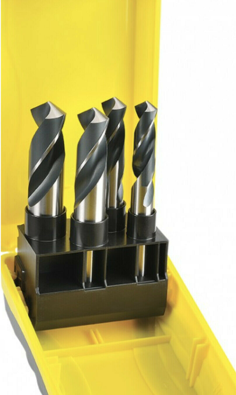 image presents Bordo 4 Pce 16mm 18mm 22mm 25mm 1/2" Reduced Shank Drill Bit Set Jobber M2 Hss 3