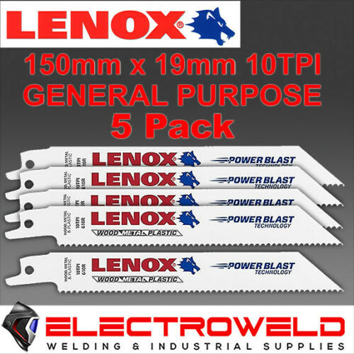 image presents 5 X Lenox 150mm X 19 10tpi General Purpose Reciprocating Saw Blades Wood Metal