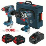 Image presents 2 PIECE BOSCH CORDLESS BRUSHLESS BUNDLE *18V 8AH HAMMER DRILL + IMPACT DRIVER + BATTERIES + CHARGER*