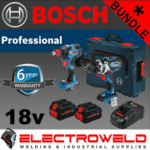 Image presents 2 PIECE BOSCH CORDLESS BRUSHLESS BUNDLE *18V 8AH HAMMER DRILL + IMPACT DRIVER + BATTERIES + CHARGER*