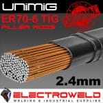 Image presents 2.4mm Filler Rods ER70S-6 Unimig TIG Mild Carbon Steel Welding Wire Sticks - 5kg - 1