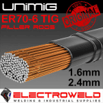 Image presents 2.4mm Filler Rods ER70S-6 Unimig TIG Mild Carbon Steel Welding Wire Sticks - 5kg