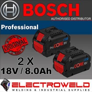 Image presents 2x BOSCH Procore 18v 8.0ah Batteries Battery Lithium Ion Li-ion 8 Amp 0615990m2e 1