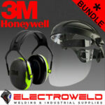 Image presents 3M PELTOR FACE AND EAR PROTECTION KIT *EARMUFFS X4A + HONEYWELL FACE SHIELD VISOR*