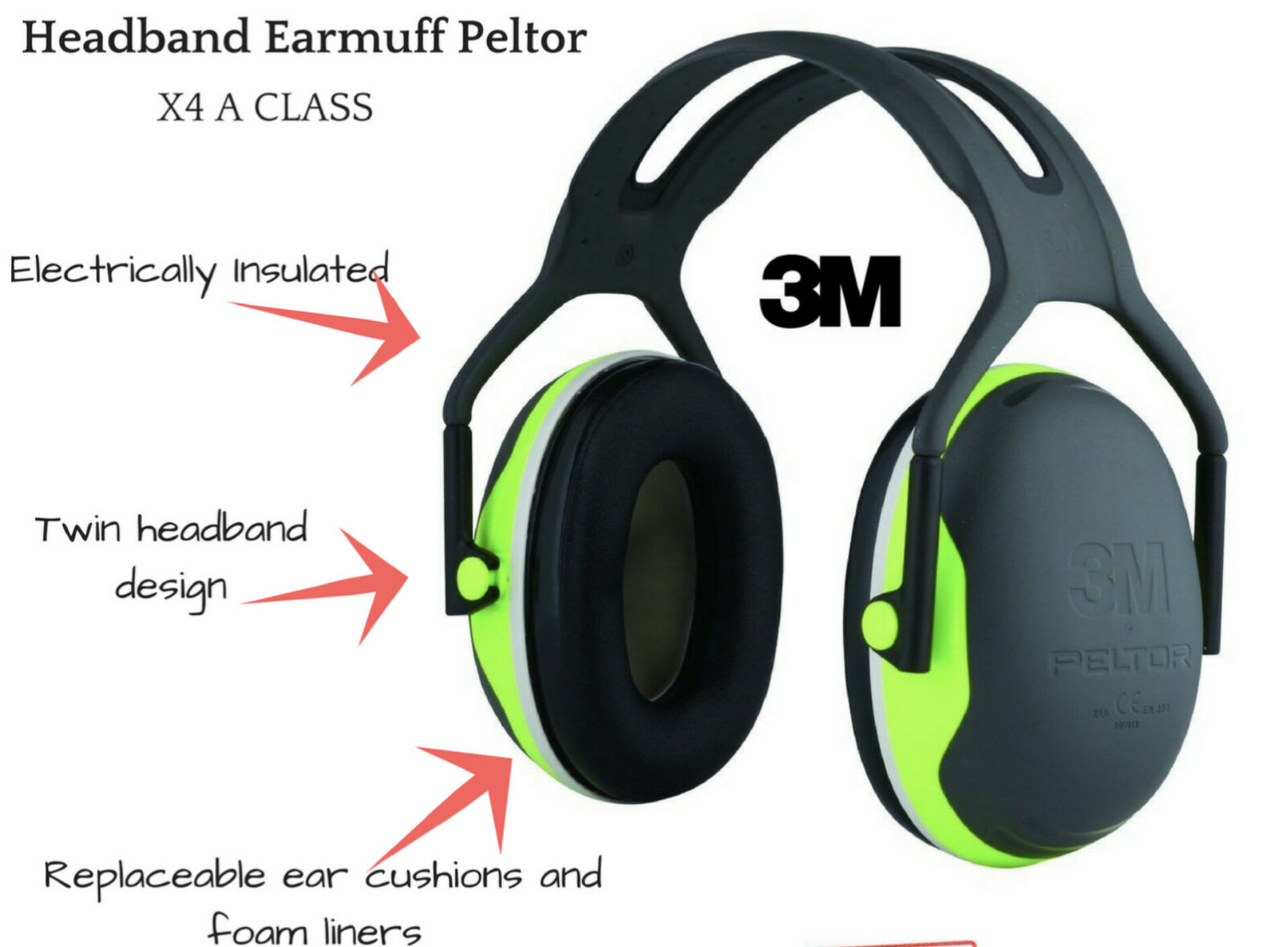 Image presents 3M PELTOR FACE AND EAR PROTECTION KIT *EARMUFFS X4A + HONEYWELL FACE SHIELD VISOR*