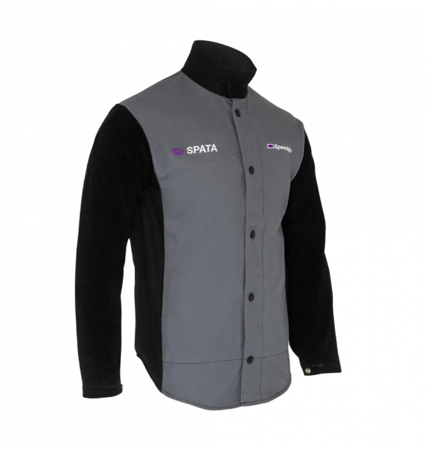 Image presents 3M SPEEDGLAS SPATA WELDING JACKET, LEATHER SLEEVES ARMS, HEAT FLAME RESISTANT - 954201