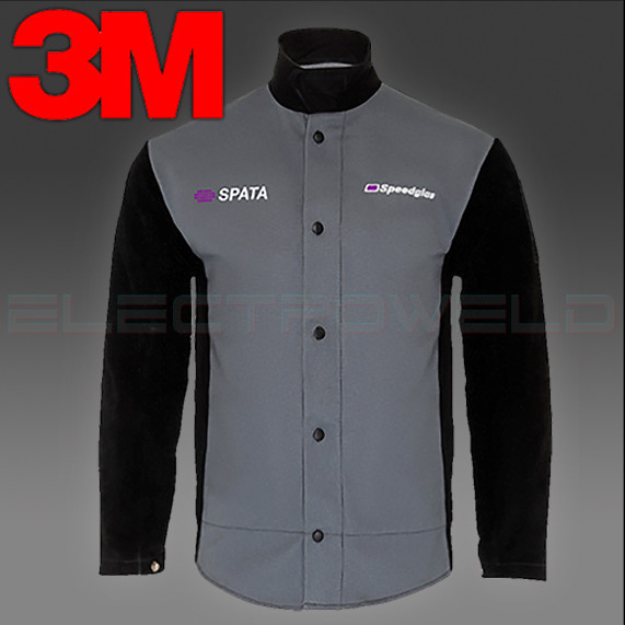 Image presents 3M SPEEDGLAS SPATA WELDING JACKET, LEATHER SLEEVES ARMS, HEAT FLAME RESISTANT - 954201