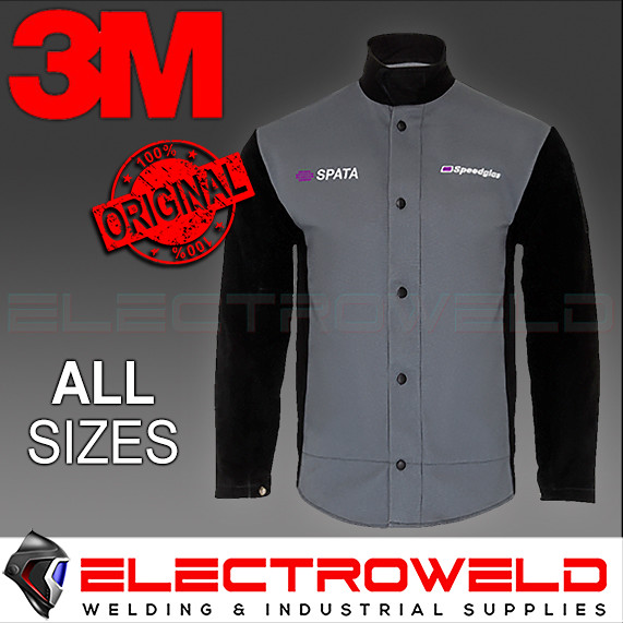 Image presents 3M SPEEDGLAS SPATA WELDING JACKET, LEATHER SLEEVES ARMS, HEAT FLAME RESISTANT - 954201