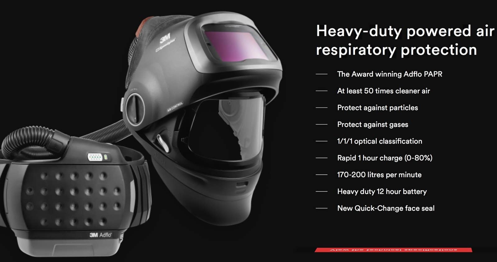 Image presents 3M Speedglas G5-01 Respiratory Welding Helmet - Heavy Duty Adflo Air Papr G5-01vc - 2