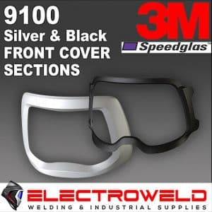 Image presents 3m Speedglas Silver & Black Front Covers 9100 Fx Mp Welding Helmet Visor Section