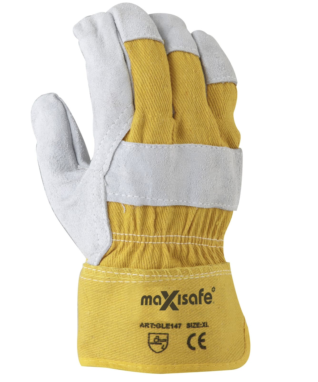 Image presents 4 X Pairs Maxisafe XL Work Gloves, Leather - GLE147 - 4