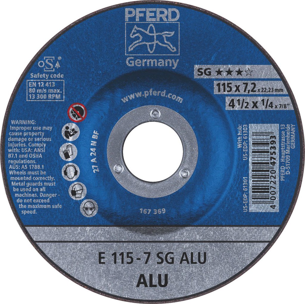 image presents Pferd 115mm 4.5" Aluminium Grinding Wheels - Depressed Centre 1