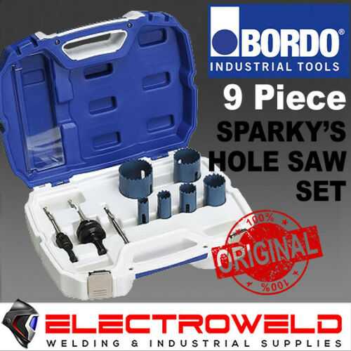 Image presents 9 PCE BORDO SPARKYS BI-METAL HOLESAW ELECTRICIAN SET - 7010-S4