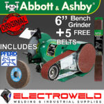 Image presents ABBOTT & ASHBY 6" 150MM BENCH GRINDER W/ LINISHING LINISHER +BELTS +DISC AA362W6