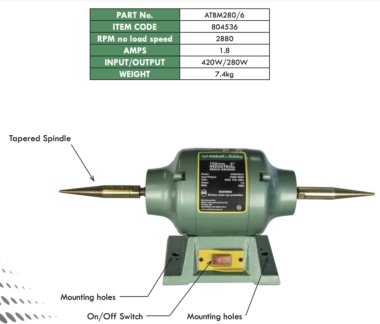 Image presents ABBOTT & ASHBY 6" 150MM BUFFING MACHINE BENCH GRINDER JEWELLERY BUFFER POLISHER