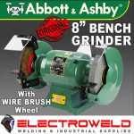 Image presents ABBOTT & ASHBY 8 200MM INDUSTRIAL BENCH GRINDER 600W + WIRE WHEEL ATBG600 8WBM