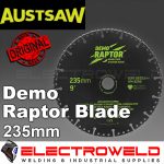 image presents AUSTSAW RAPTOR 230MM 9" DIAMOND CUTTING BLADE, DEMOLITION CONCRETE MASONRY DISC - AUDIA235RESQ