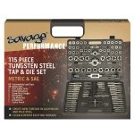 Image presents BORDO SAVAGE *115PCE TAP AND DIE SET* METRIC AND IMPERIAL, SAE TUNGSTEN STEEL UNC/UNF - 50-S1