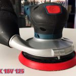 Image presents BOSCH 125MM 5 CORDLESS RANDOM ORBITAL SANDER BRUSHLESS W DUST BAG GEX 18V-125 9