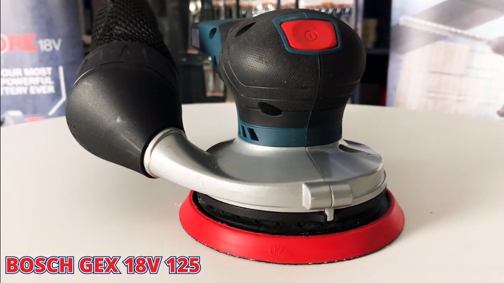 Image presents BOSCH 125MM 5 CORDLESS RANDOM ORBITAL SANDER BRUSHLESS W DUST BAG GEX 18V-125 9