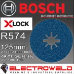 Image presents BOSCH 125MM 5" X-LOCK ZIRCONIA FIBRE SANDING GRINDING DISCS XLOCK - 24 GRIT X 12