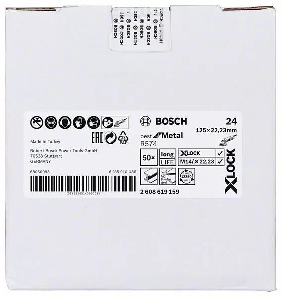 Image presents BOSCH 125MM 5" X-LOCK ZIRCONIA FIBRE SANDING GRINDING DISCS XLOCK - 24 GRIT X 12