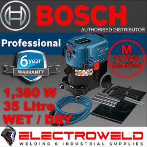 image presents BOSCH 1380 W 35L M-Class Wet Dry Vacuum Cleaner Industrial Extractor Gas 35 M AFC