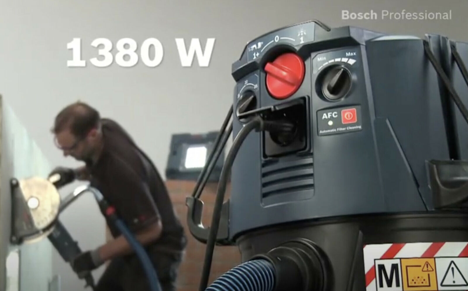 image presents BOSCH 1380W 55L M-Class Wet-Dry Vacuum Cleaner Industrial Extractor Gas 55 M AFC-7