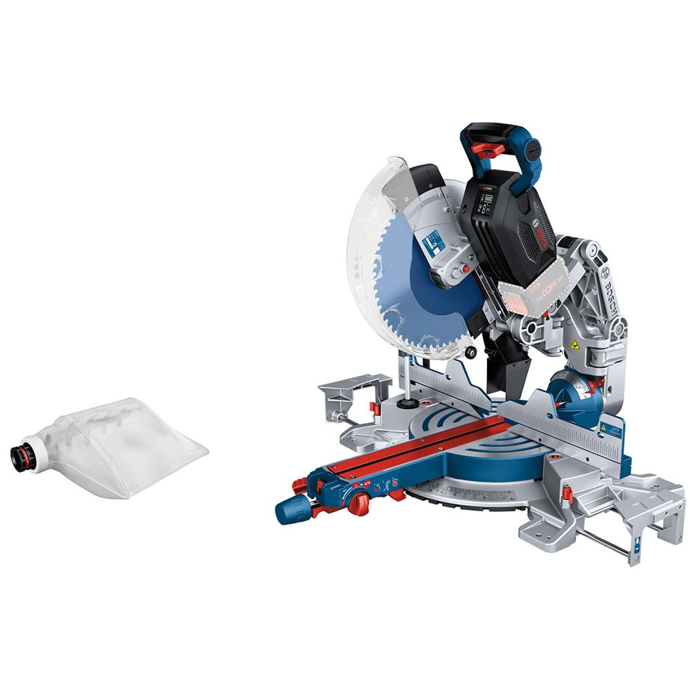 Image presents BOSCH 18V 305MM CORDLESS BITURBO MITRE SAW COMPOUND GLIDE - GCM 18V-305 GCD SKIN 8