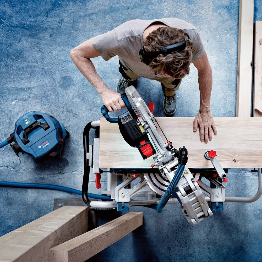 Image presents BOSCH 18V 305MM CORDLESS BITURBO MITRE SAW COMPOUND GLIDE - GCM 18V-305 GCD SKIN 8