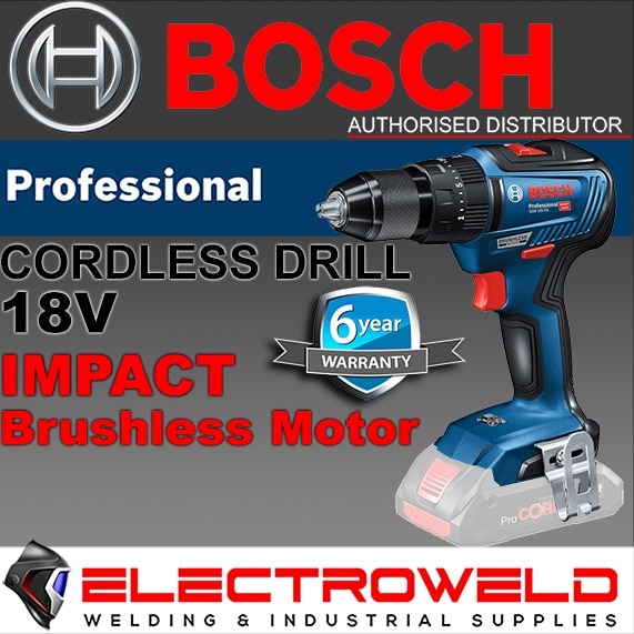 Image presents BOSCH 18V CORDLESS HAMMER DRILL BRUSHLESS MOTOR, GSB 18V-55 - SKIN