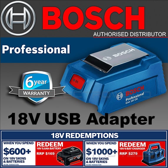 Image presents BOSCH 18v 2x Usb Adapter + Battery Charger Cordless Lion, Gaa 18v-24, 1600a00j61 1