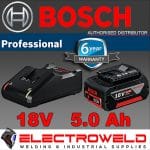 Image presents BOSCH 18v 5.0ah Battery & Charger Kit Coolpack 5 Amp, Gal 18v-40, Gba 0615990m1z 1