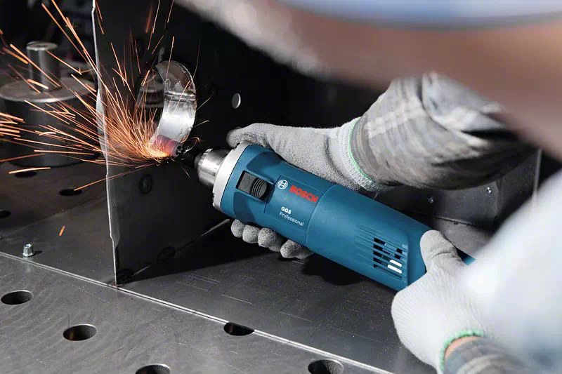 Image presents BOSCH 50MM STRAIGHT DIE GRINDER 650W, CORDED 230V, PIPE TUBE GRINDING, GGS 28 CE