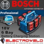 Image presents BOSCH 6 Bay 18v Battery Charger - Gal 18v6-80 (1600a01u9p) 1