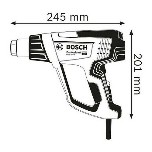 Image presents BOSCH BLUE 2000W HEAT GUN VARIABLE TEMPERATURE DIGITAL GUAGE 3 STAGE - GHG 20-63