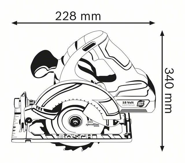 Image presents BOSCH CORDLESS CIRCULAR SAW 165MM + BLADE - GKS 18 V-LI (SKIN ONLY) - 060166H040 7