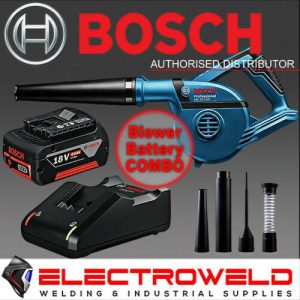 image presents BOSCH Cordless 18V Leaf Blower + 4.0AH Battery + Charger - GBL 18V-120