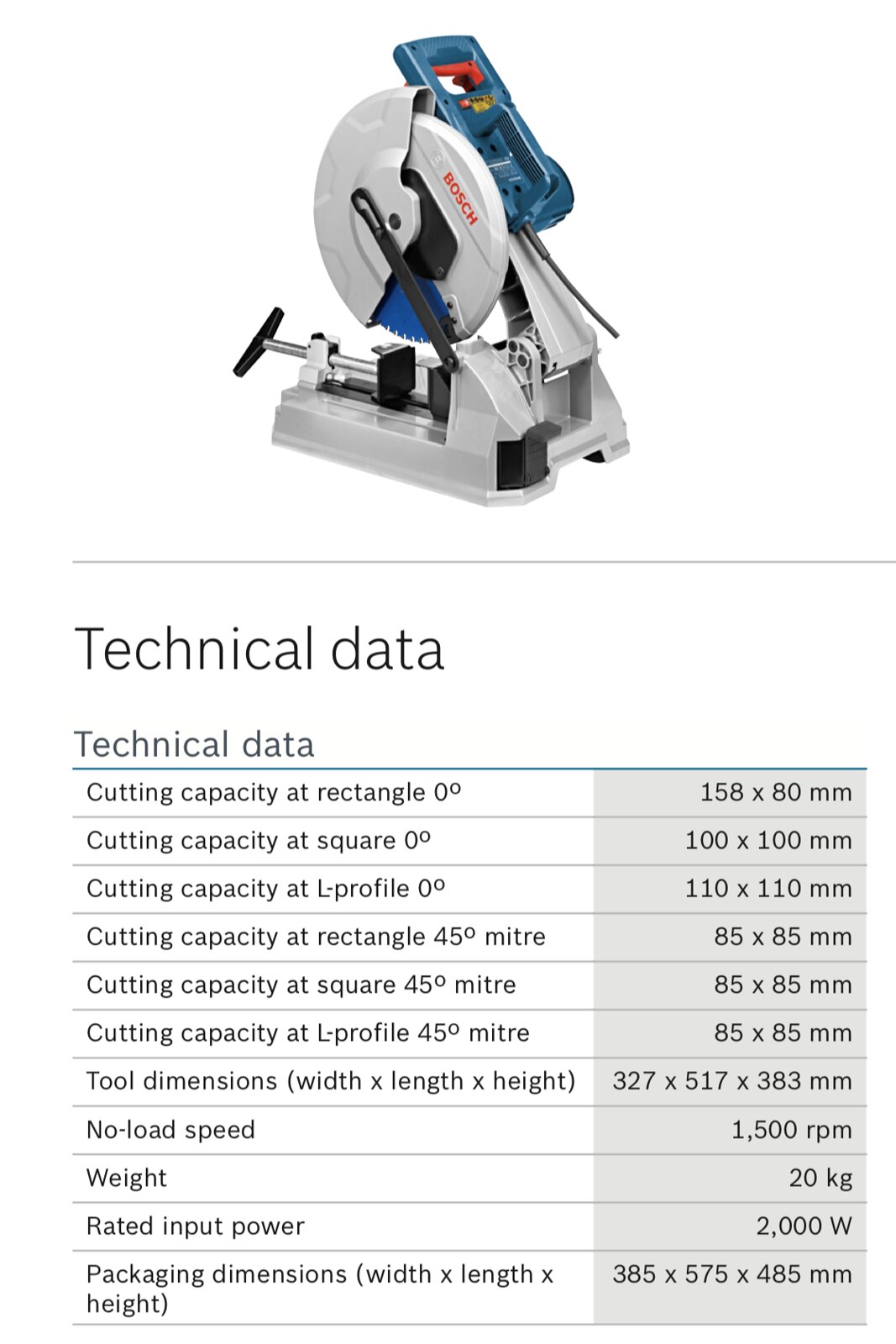 Image presents BOSCH GCD 12 JL 305MM 12 COLD CUT DROP SAW, 2000W METAL MITRE BENCH CIRCULAR - 0601B28040 7