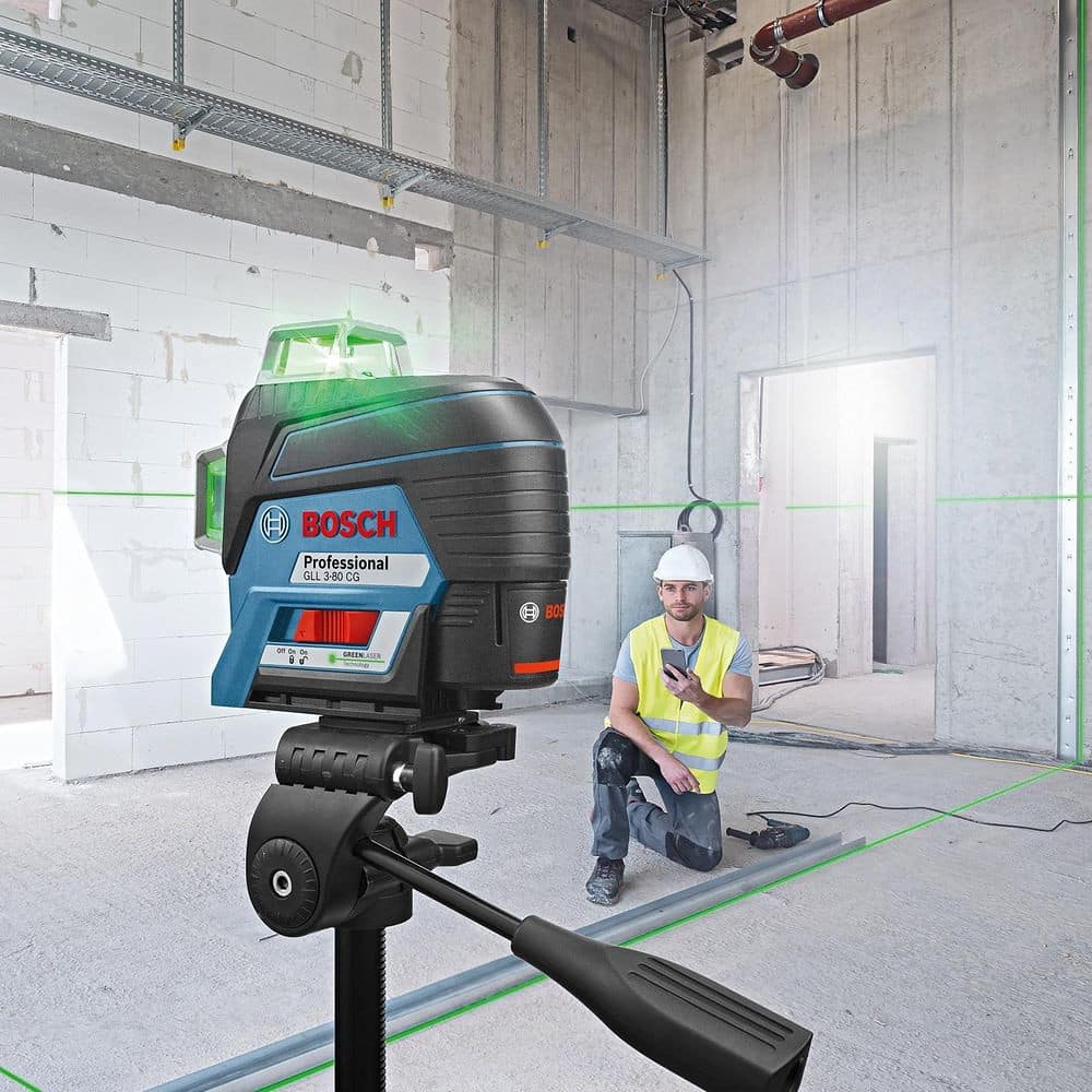 Image presents BOSCH GLL 3-80 CG GREEN MULTI LINE LASER LEVEL W/ BLUETOOTH, MEASURING GLL3-80CG