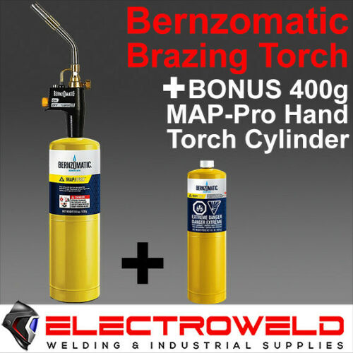 Image presents Bernzomatic 400g Map-pro Gas Cylinder Bottle, Bbq / Cooking / Camping + Blow Torch