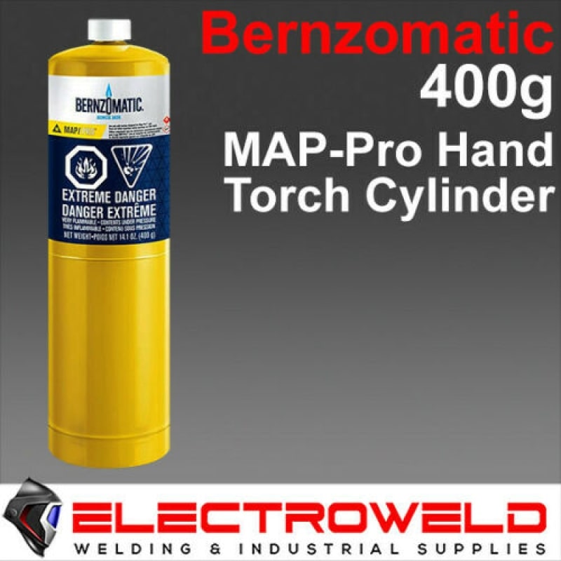 Image presents Bernzomatic 400g Map-pro Gas Cylinder Bottle, Bbq / Cooking / Camping / Soldering