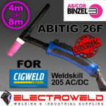 Image presents Binzel Abitig 26f 26v TIG Torch, Cigweld 205 200 320 Acdc Welding Gun W4014604